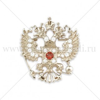 Знак лацканный “Герб РФ в серебре”